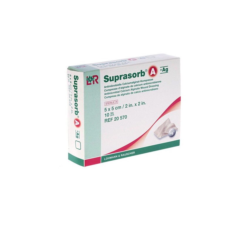 SUPRASORB A+AG COMPRESA ALGINATO DE CALCIO MAS PLATA 5 x 5cm.