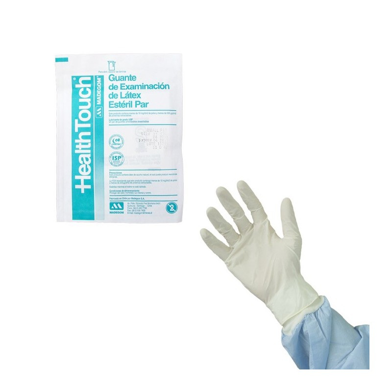 GUANTE EXAMEN DE LÁTEX HEALTH TOUCH ESTÉRIL PAR