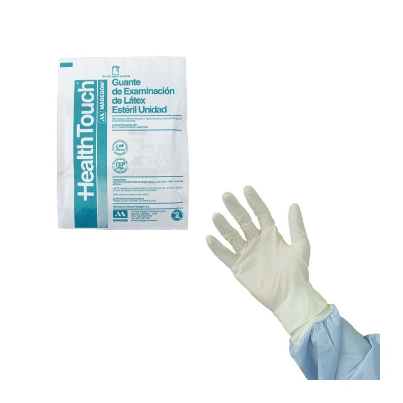 GUANTE EXAMEN DE LÁTEX HEALTH TOUCH ESTÉRIL UNIDAD (SOBRE CON 1 GUANTE)