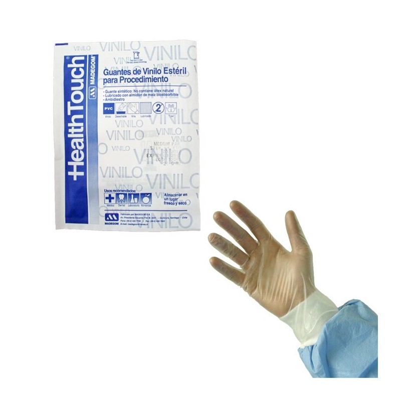 GUANTE PROCEDIMIENTO VINILO HEALTH TOUCH ESTÉRIL TRANSPARENTE