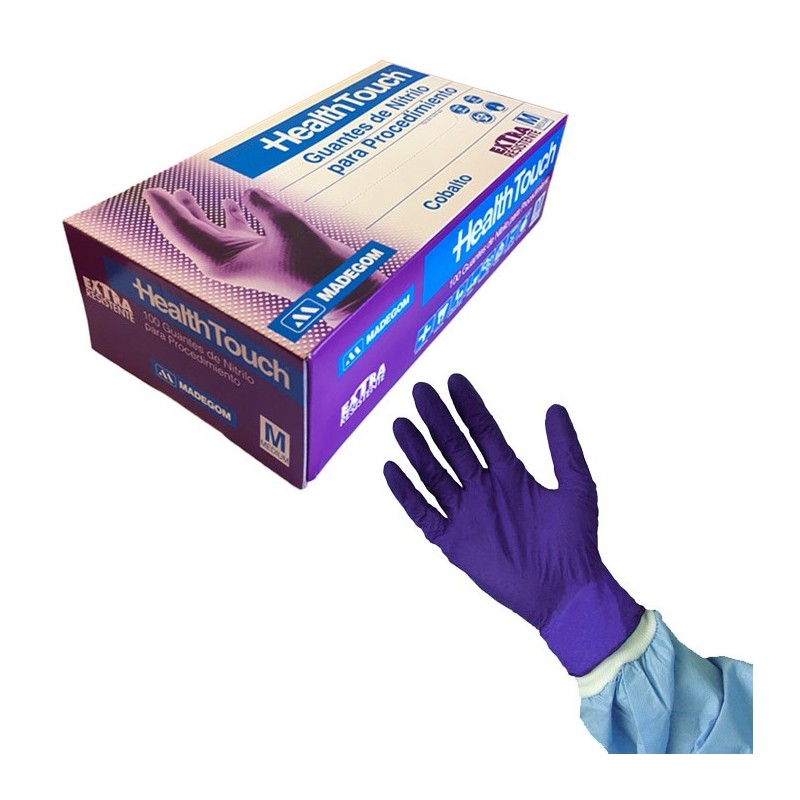 Guante de nitrilo cobalto Health Touch | Comercial Hevea