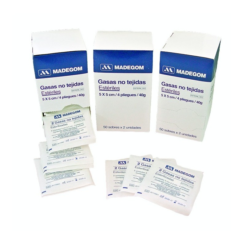 Gasa no tejida 5 x 5 cm estéril para curación de heridas