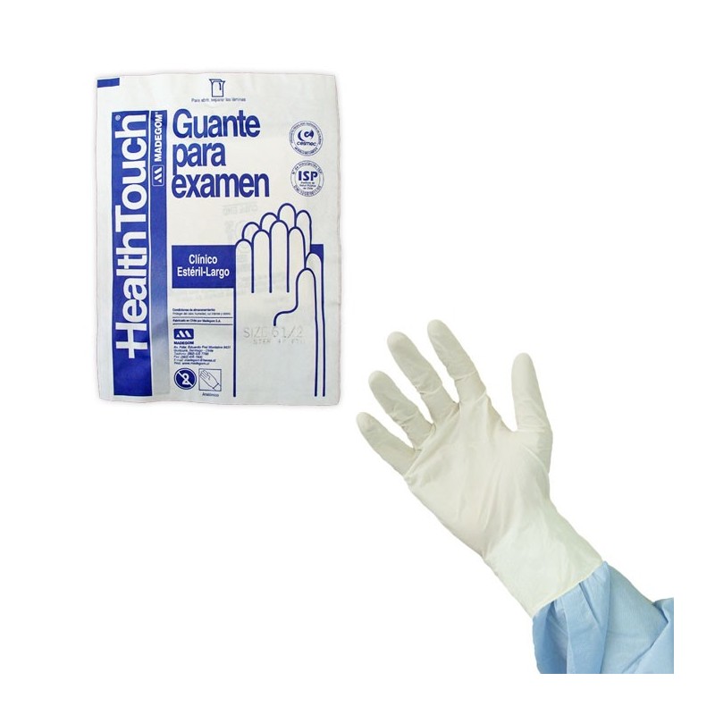 GUANTE EXAMEN DE LÁTEX HEALTH TOUCH ESTÉRIL LARGO