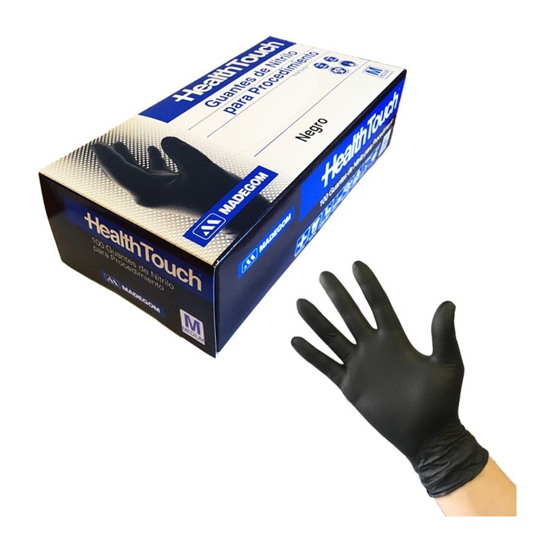 Guantes de nitrilo negro para procedimiento | Comercial Hevea