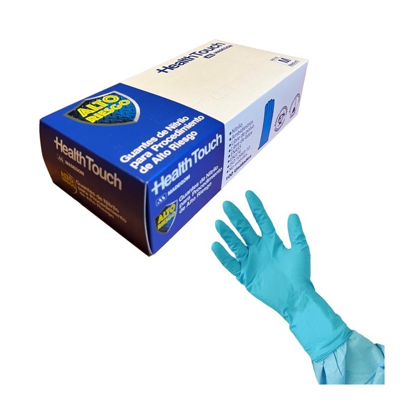 Guantes de nitrilo celeste Health Touch | Comercial Hevea