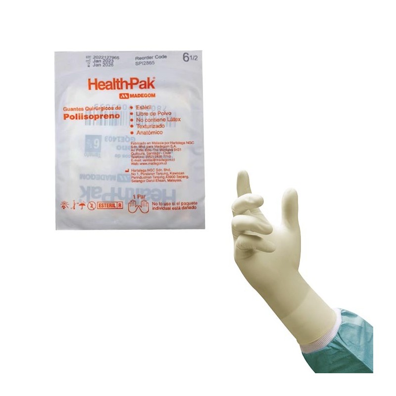 Guante Quirúrgico Libre de Látex Health Pak (sobre 1 par) | Comercial Hevea