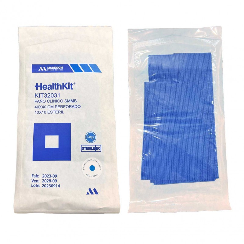 KIT PAÑO SMMS 40X40 PERFORADO ESTÉRIL & Comercial Hevea