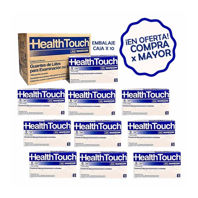 Caja de guantes de látex blancos Health Touch al mayor