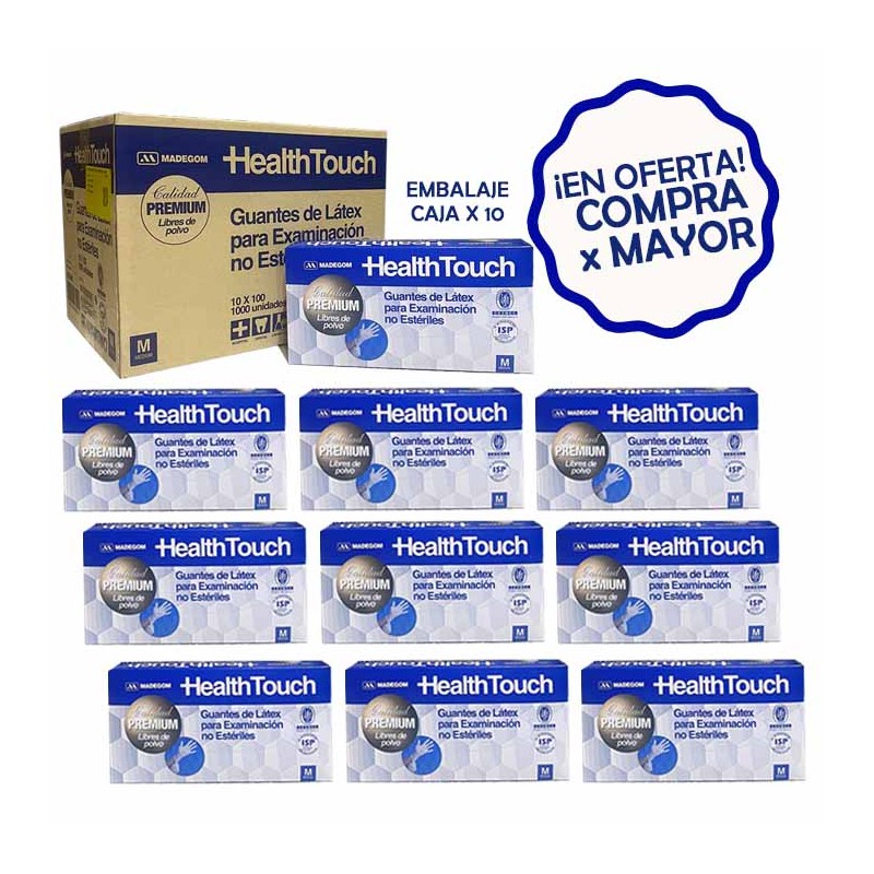 Guante examen de látex | Health Touch premium | No estéril | Libre de polvo