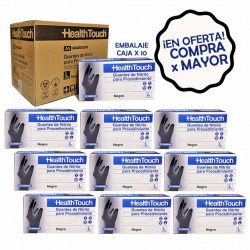 Guante procedimiento | Nitrilo | Health Touch no estéril | Negro (Caja máster)