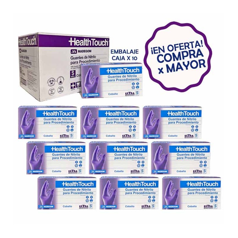 GUANTE NITRILO HEALTH TOUCH COBALTO (CAJA MASTER) | Comercial Hevea