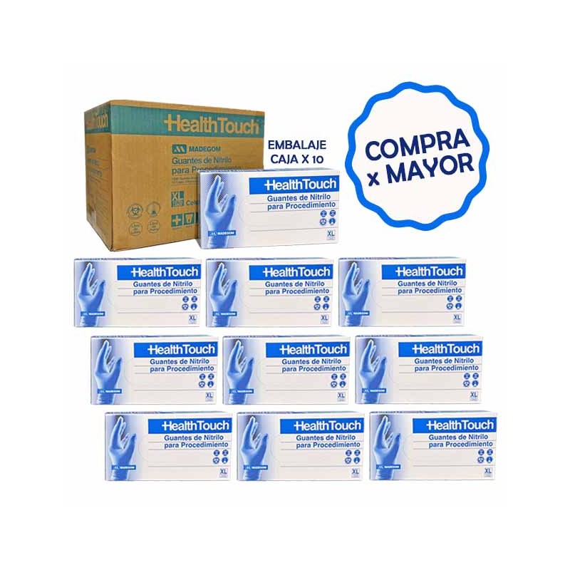 GUANTE NITRILO HEALTH TOUCH NO ESTÉRIL CELESTE (CAJA MASTER) • Comercial Hevea