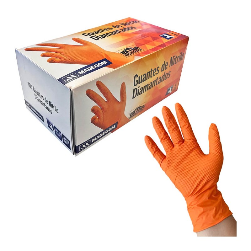 Guante nitrilo texturizado naranja