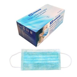 Mascarilla desechable celeste con elástico & Comercial Hevea