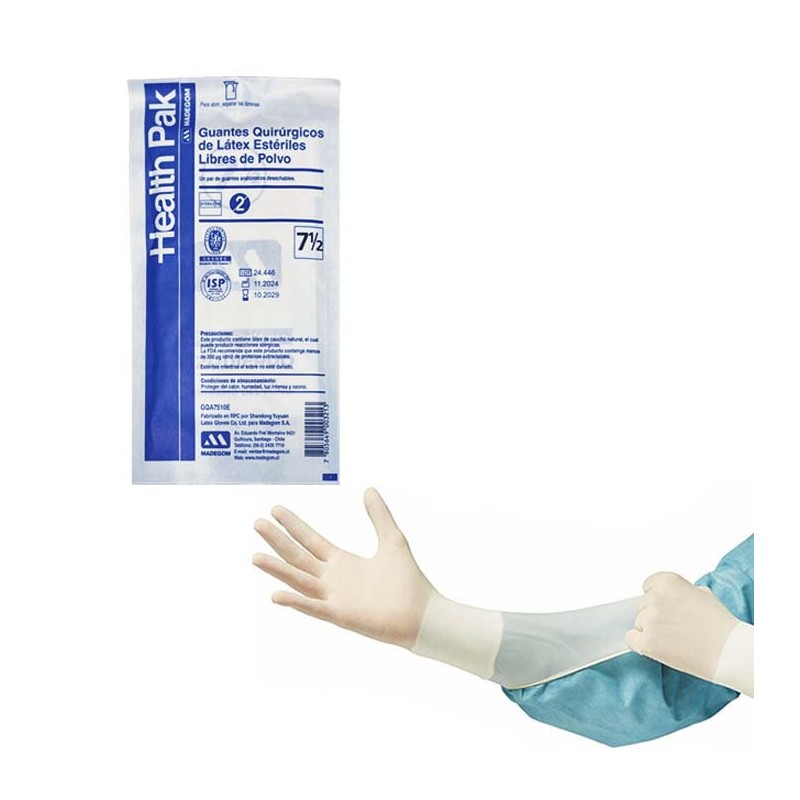 GUANTE QUIRÚRGICO DE LÁTEX HEALTH PAK SIN POLVO (1 PAR)